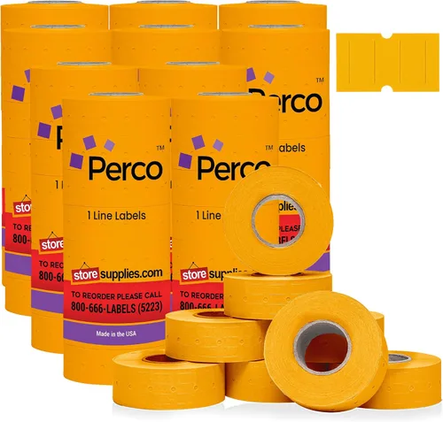 Vista 23 de Etiquetas azules Perco de 1 línea - 8 rollos, 1 funda, 8,000 etiquetas en blanco para pistolas de precio y fecha de 1 línea Perco - Fabricadas