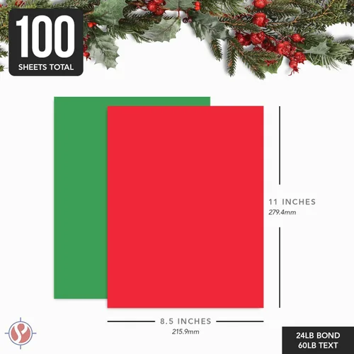 Vista 7 de Papel de colores navideños: perfecto para artes y manualidades de Navidad y Año Nuevo, invitaciones y anuncios de fiesta, enlace de 24 libras, texto