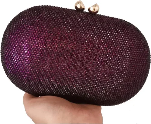 Vista 3 de Bolsos y bolsos de noche de cristal púrpura para mujer bolsos de mano y bolsos de mano de diamantes para fiesta formal para mujer color rojo