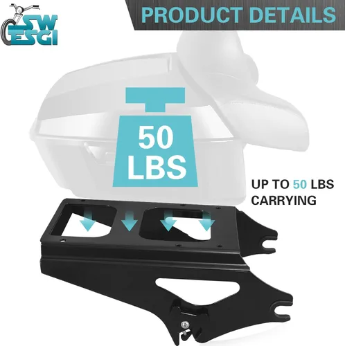 Vista 3 de Estante de montaje desmontable para maletero doble para 2009-2013, compatible con Harley Davidson Touring Street Glide Road King Road Glide Electra