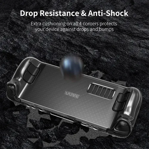 Vista 2 de HEYSTOP - Funda protectora para Steam Deck 2022 funda de vapor transparente cubierta suave de TPU con protección completa absorción de golpes diseño