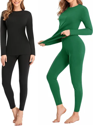Vista 6 de SIMIYA Juego de 2 piezas de ropa interior térmica para mujer, pantalones largos Johns, capa base abrigada con forro de vellón, para climas fríos 2