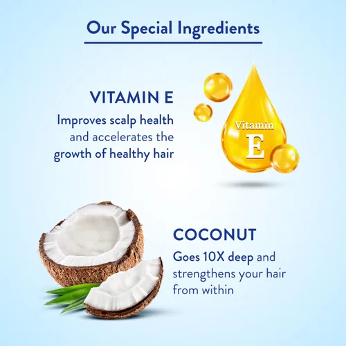 Vista 2 de Parachute Advansed Aceite de coco dorado con vitamina E Aceite de coco puro Para cabello largo, fuerte y nutrido Protección contra daños