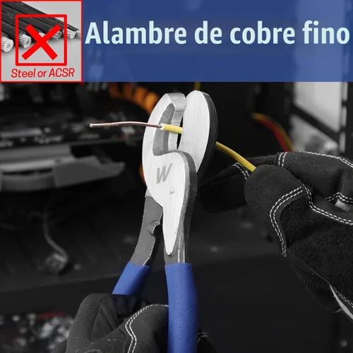 Vista 5 de Alicates de cable multifuncionales de 10.0 in, mango antideslizante, afilado, resistente al desgaste, cortadores de cable de acero de alto carbono