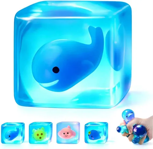 Vista 9 de Bolas de estrés blandas de cubitos de hielo, juguete sensorial de Verde