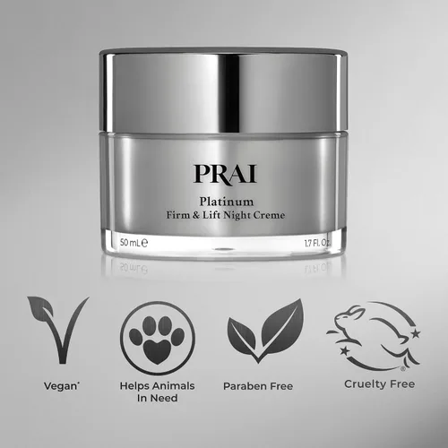 Vista 6 de PRAI Beauty Platinum Firm & Lift Crema de noche, antienvejecimiento e hidratante hidratante para mujeres, crema de noche hidratante y revitalizante