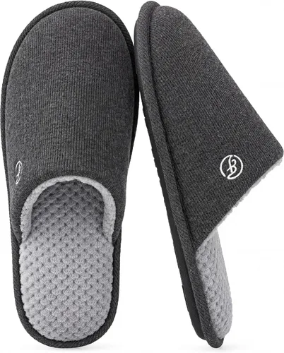 Vista 11 de EverFoams Pantuflas de punto de algodón para hombre con espuma Gris