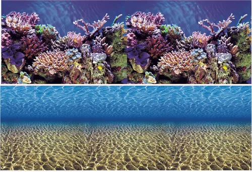 Vista 5 de Fondo de acuario Océano Fondos marinos/Coral Arrecife Doble lados (48WX24H)