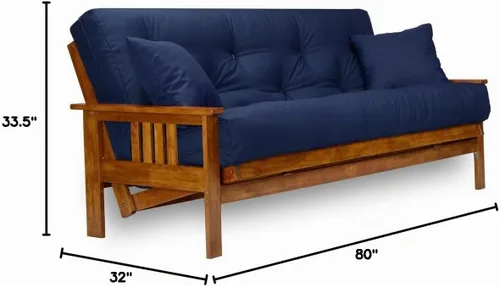 Vista 3 de Stanford juego de futón - Talla Full o Queen, colchón de 8 pulgadas, Madera Noble Cubierta de sarga azul marino
