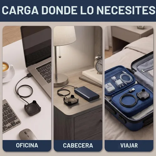 Vista 7 de Cable de carga negro para reloj inteligente HW22, cargador de reloj inteligente, magnético, soporte de muelle, cables adaptadores de cable USB