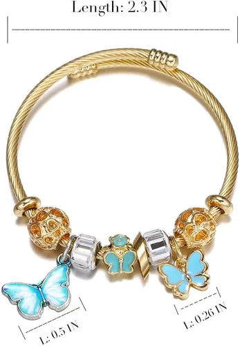 Vista 6 de Dmaiy Pulseras de oro con dije de luna, pulsera de cuentas para mujeres y niñas