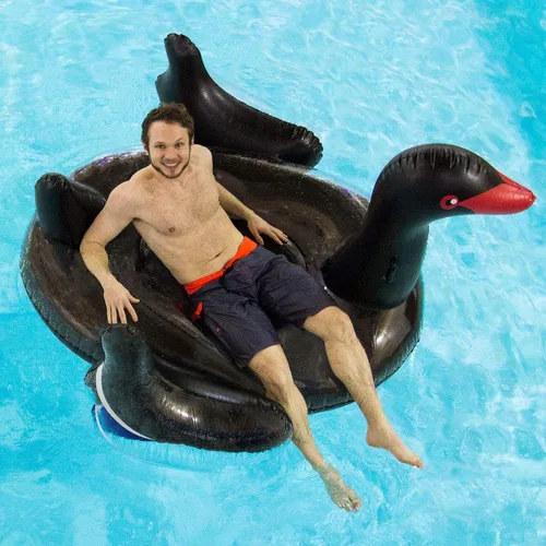 Vista 4 de Swimline 90628 - Flotador inflable gigante de cisne negro para piscina, grande