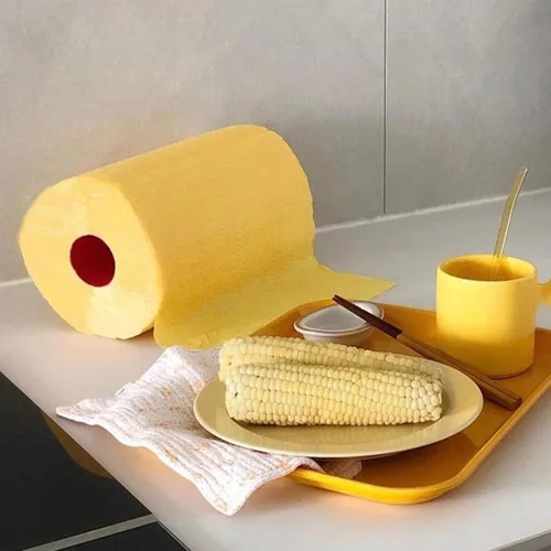 Vista 3 de Renova - Juego de rollos de toallas de papel, 2 rollos, 2 capas, 120 hojas altamente absorbentes, eleva tu imagen con estilo profesional y Amarillo