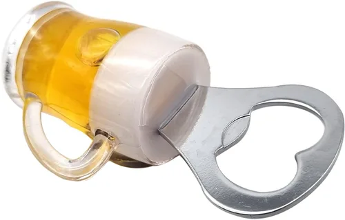 Vista 4 de Abridor de botellas de cerveza de acrílico creativo Forma de taza de cerveza Abrebotellas Accesorios de cocina Refrigerador (B)