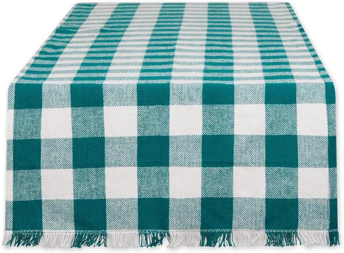 Vista 11 de DII Colección de Mesa a Cuadros Pesada con Flecos, Camino de Mesa, 14x72 pulgadas, Gris 2-Gris