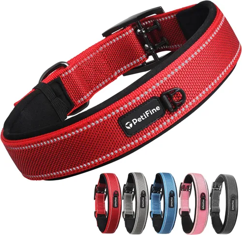 Vista 9 de PetiFine Collares para perros pequeños, collar acolchado de neopreno, collares reflectantes resistentes para mascotas con hebilla de cinturón