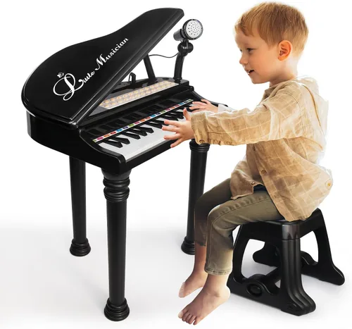 Vista 10 de Love & Mini - Piano/teclado de juguete para niños de 3 a 5 años como regalo de cumpleaños, con 24 teclas, color rosa; instrumento musical de juguete