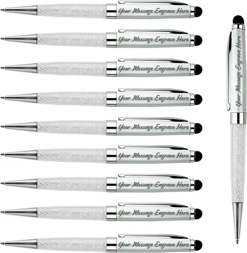 Vista 19 de Ancolo Juego de bolígrafos de oficina personalizados, color negro, de punta media, grabado con nombre o mensaje, nombre del equipo, para diario