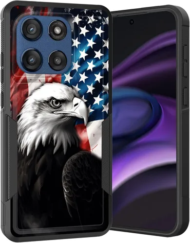 Vista 21 de para Moto G Play 4G 2024, funda de dos capas híbrida resistente y a prueba de golpes, PC duro + silicona suave protectora para Motorola Moto G Play