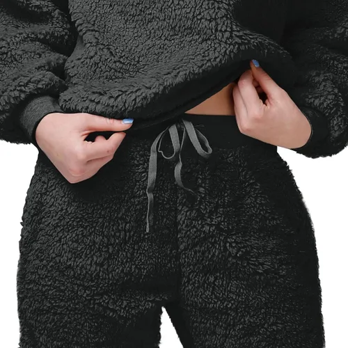 Vista 4 de FOCO Conjunto de suéter y pantalones deportivos Sherpa con logotipo del equipo de la NFL para mujer