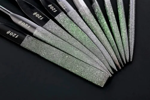 Vista 5 de Juego de 10 limas de aguja de diamante de precisión de grano 120 con revestimiento de níquel endurecido para archivar metal cerámica vidrio piedra