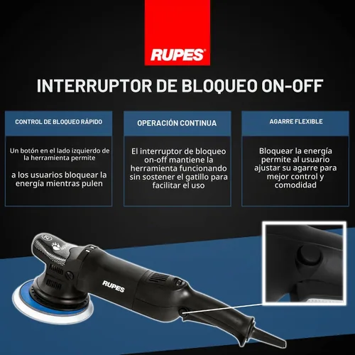 Vista 7 de Chemical Guys RUPES LHR21ES Pulidora Orbital Aleatoria Big Foot Features 150mm Backing Plate & 21mm Orbit Maximum Surface Coverage Swirl-Free