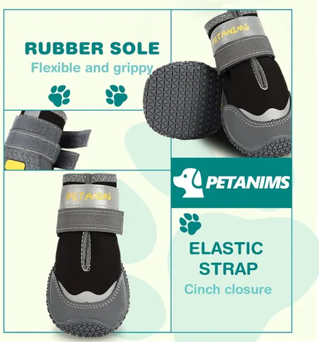 Vista 6 de Petanims Zapatos para Perros para Perros Pequeños, Botas para Perros Medianos y Protectores de Patas para Nieve de Invierno, Botines Impermeables