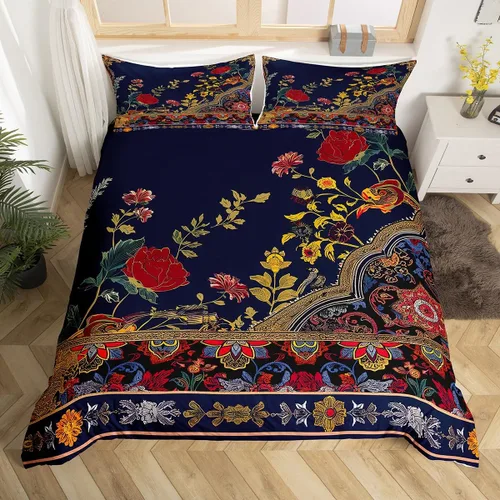 Vista 10 de Erosebridal Juego de ropa de cama gótica de damasco para adultos, funda de edredón victoriana antigua, tamaño individual, funda de edredón gótica