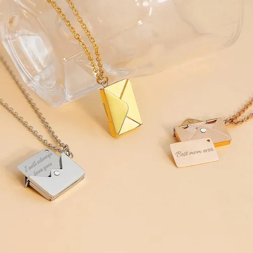 Vista 5 de MOTICIUS Collar de sobre personalizado con imagen en el interior, collar de sobre personalizado con mensaje para mujer, regalo para el día