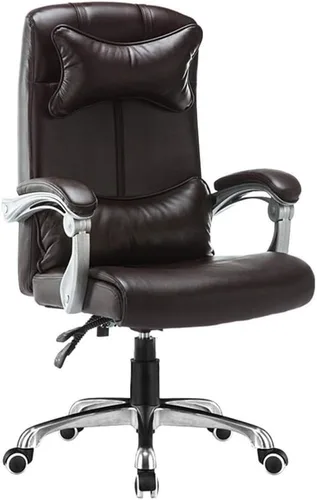 Vista 13 de Leather Desk Gaming Chair Height Adjustable Ergonomic High Backrest Office Computer Chairs with Headrest and Lumbar Support for Reception Study Milk