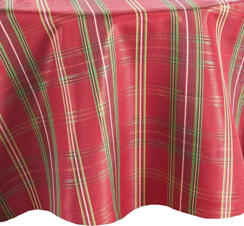 Vista 8 de Elrene Home Fashions Mantel de tela navideña a cuadros brillantes, 52" x 52", rojo