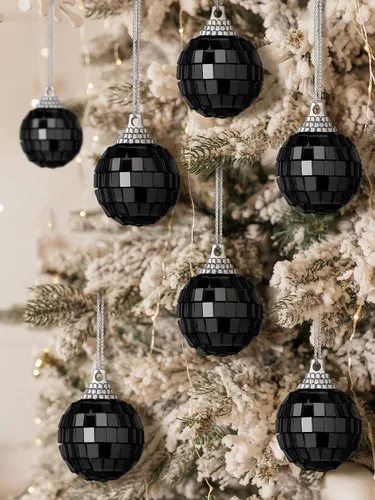 Vista 4 de BBTO 24 mini bolas de discoteca de los años 70, decoración de árbol para colgar, espejo reflectante, decoración de bola de discoteca para Halloween