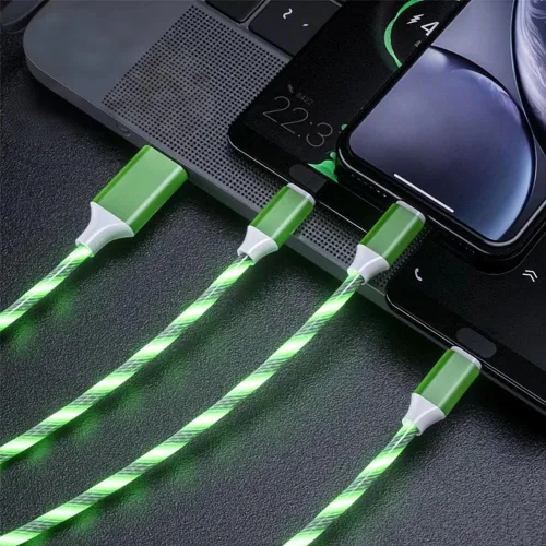 Vista 4 de AYI 3 Combinaciones Cable Cargador Multi Puertos USB A a USBC Micro PD Cord de Carga Rápida Iluminado Flujo de Corriente Compatible con Casi Todos 3