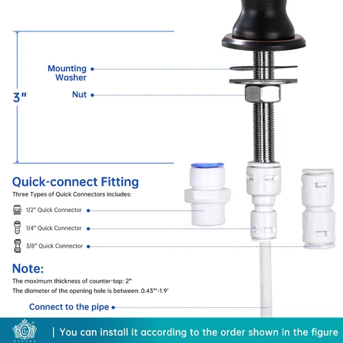 Vista 8 de Grifo de agua potable para fregadero, sistema de filtro de agua para fregadero, adecuado para la mayoría de sistemas de ósmosis inversa o filtración