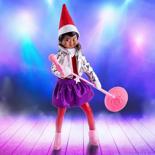 Vista 5 de The Elf on The Shelf Juego completo Magi-Freez: héroe Polar Power, Swish & Sleigh Snowboarder, estrella del pop, patinadora Holly Jolly Ollie