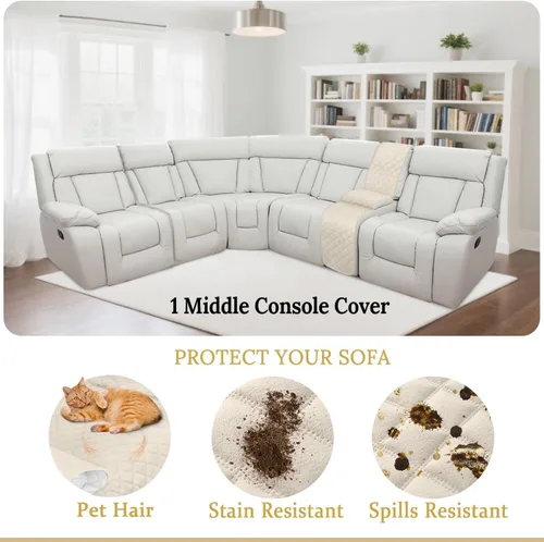 Vista 4 de HDCAXKJ Fundas de Sofá Seccional Reclinable de Terciopelo en Forma de L, Funda para Sofá Reclinable de Esquina con Consola Central, Lavable, Gruesa