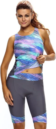 Vista 2 de ENLACHIC Traje de baño tipo tankini para mujer, talla grande, con protección contra erupciones