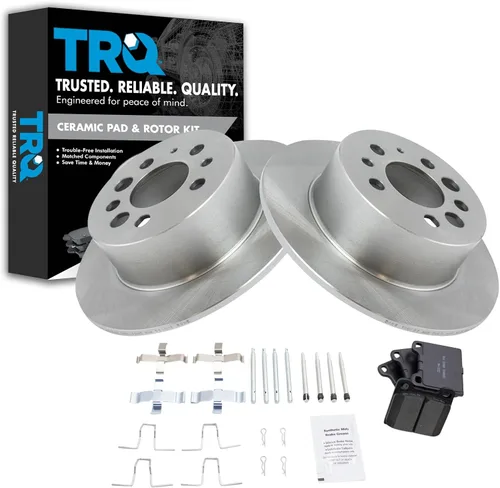 Vista 17 de TRQ Juego de pastillas de freno y rotor de cerámica trasera compatible con Honda Accord V6 1998-02 3.0L con frenos de disco traseros 02-06 Acura RSX
