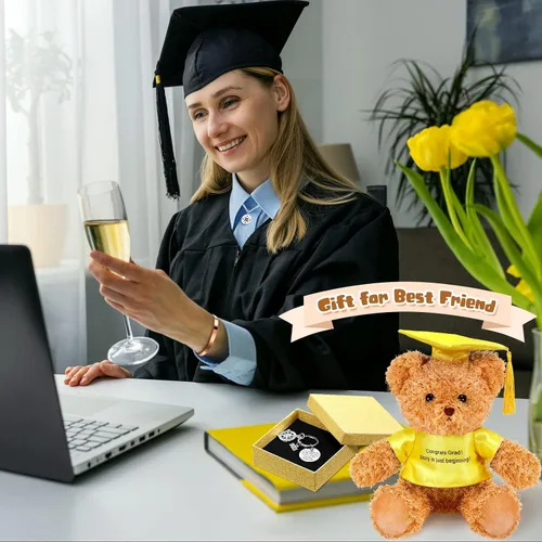 Vista 6 de El juego de regalo de graduación 2023 incluye pulseras de aliento de oso de graduación 2023, brazalete de graduación inspirador y collar