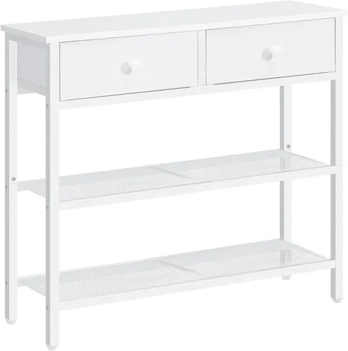 Vista 14 de HOOBRO Mesa consola estrecha de 29.5 pulgadas con 2 cajones de tela, mesa Negro