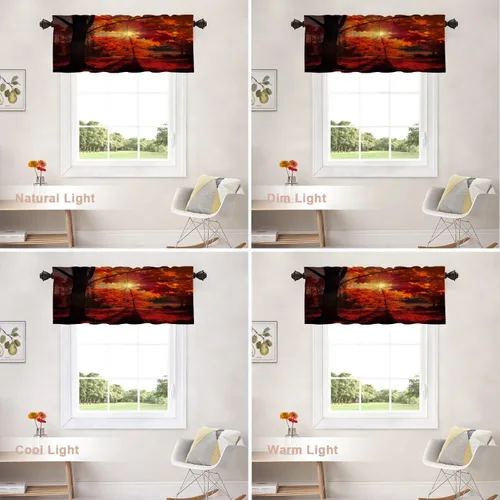 Vista 513 de Shrahala Orange Autumn Autumn Blackout Curtain Tiers, Fall Kitchen Valance Light Blocking Tier Drapes with Rod Pocket, 2 Pack 26 X 24 in