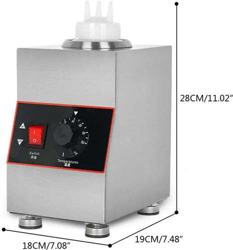 Vista 8 de YIYIBYUS Calentador de salsa de chocolate eléctrico de 22.0 fl oz, máquina de calentamiento de condimentos 86.0-185.0 °F, calentador eléctrico
