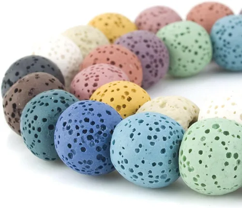 Vista 8 de Abalorios de piedra de lava de la marca Beadnova, de 0.24 a 0.48 pulgada, para hacer joyas y accesorios, Gema, Negro, 8mm