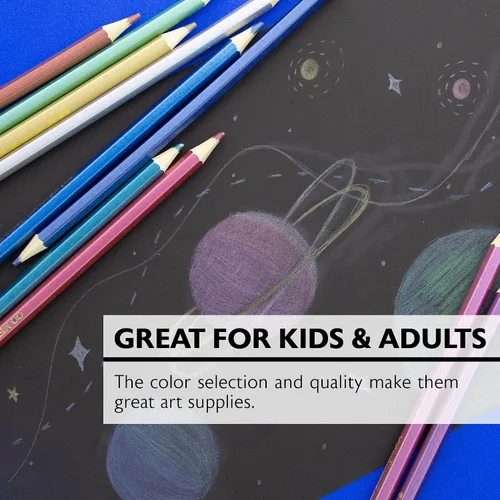 Vista 4 de BAZIC Products Lápices de colores metálicos, 12 tonos brillantes, juego de lápices preafilados para dibujar y colorear, suministros de arte