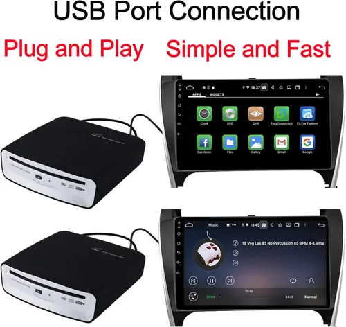 Vista 2 de Reproductor de CD Universal Externo para Coche USB Reproductor de CD Portátil para Coche USB Conexión para Navegación Android/TV/MacBook Pro/Laptops