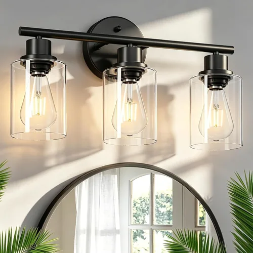 Vista 31 de Paquete de 2 luces de tocador de 1 luz, lámpara de baño de níquel cepillado con pantalla de vidrio blanco lechoso texturizado, accesorio