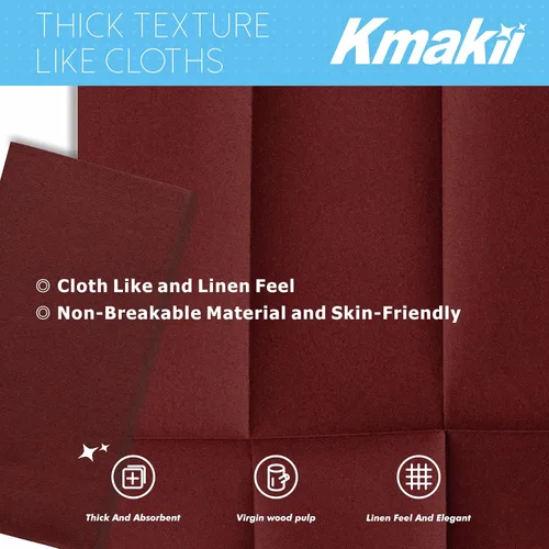 Vista 3 de KMAKII Servilletas de papel desechables color burdeos, sensación de lino, como servilletas de cena, servilletas de mano de papel para fiestas