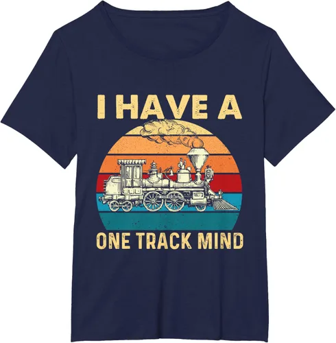Vista 16 de Camiseta con texto en inglés "I Have A One Track Mind - Trainspotter Model Train Railroad, Negro, S