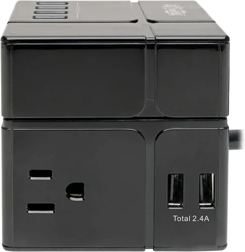 Vista 6 de Tripp Lite TLP366CUBEUSBB Protector de sobretensiones de 3 tomas de corriente con USB, protector de sobretensiones de toma de pared desmontable, 6