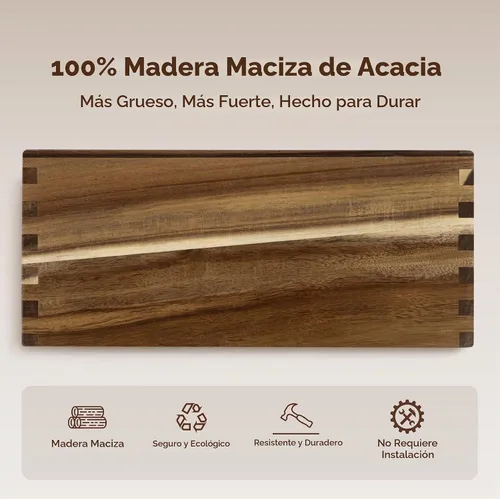 Vista 7 de Juego de 2 soportes de exhibición de madera de acacia anchos, soporte